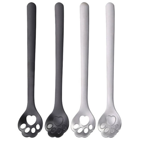 

4pcs Cat Paw Spoons Stainless Steel Teaspoons Sugar Spoons Coffee Stirring Spoons