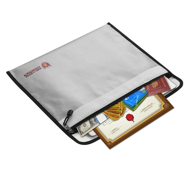 File Bag,Resistant Money File Silicone Coated Fire Coated Fire Resistant Document Silicone Coated Office Bank Valuables Fire Resistant Money File Office Mianbao Huiop Valuables 1 Silver Leeofty