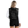 thumbnail image 2 of YONGHS Womens Sequin Fringe Vest Sparkle Open Front Waistcoat Party Prom Glitter Tassel Vest Black 3XL, 2 of 7