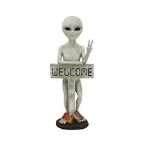 Alien Resin Statue W/Welcome Sign