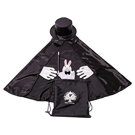 Kids Beginner Magician Costume Set w/ Storage Bag - Cape, Wand, Gloves, Magic Hat and Trick Rabbit