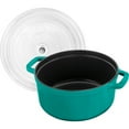thumbnail image 4 of Staub Cast Iron 4-qt Round Cocotte with Glass Lid - Turquoise, 4 of 8