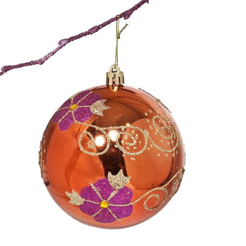 Perfect Holiday 3 9 Shatterproof Handpainted Flower With Acrylic Diamonds Christmas Ball Ornament Walmart Com Walmart Com