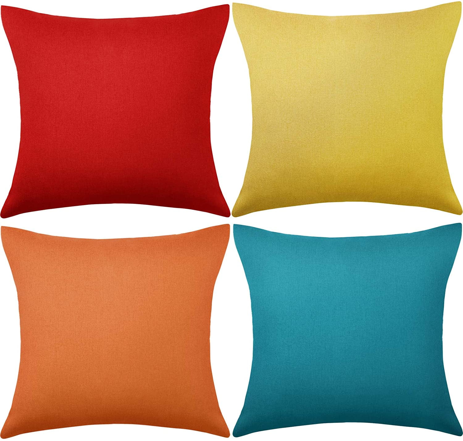4 Pack Decorative Outdoor Waterproof Throw Pillow Covers, Square Patio Balcony Garden Waterproof Cushion Case, PU Coating Pillow Shell for Couch, Bed, Patio, Sofa, Tent,18 x 18 Inch (Multi Color)