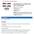 thumbnail image 2 of Rear Brake Pad Set - Compatible with 2019 - 2022 Ram 2500 2020 2021, 2 of 2