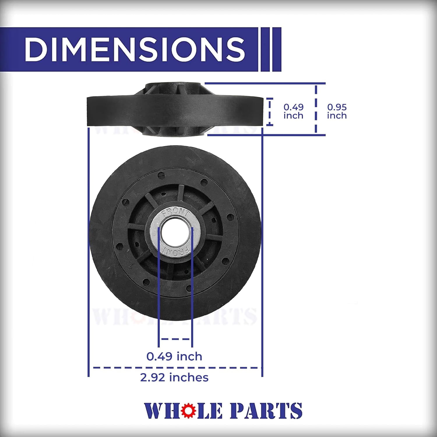 Upgraded Whole Parts Dryer Drum Support Rollers (2 PCs) Part# D510708P - Replacement & Compatible with Some Speed Queen and Alliance Dryers