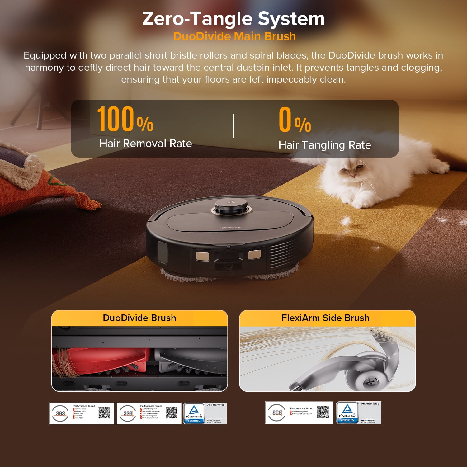 Roborock Qrevo S5V Robot Vacuum and Mop, 12000Pa Suction, FlexiArm Edge Mopping, Auto Mop Washing&Drying, Self-Emptying, Dual Zero-Tangle System, Smart Obstacle Avoidance, 10mm Mop Lifting