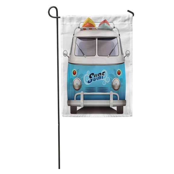 SIDONKU Blue Surf Vintage Van Surfer Car Beach Caravan Surfboard 1960S Garden Flag Decorative Flag House Banner 28x40 inch