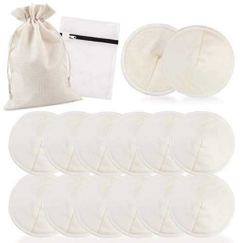 Phogary 12 PCS Washable Bamboo Nursing Pads, Reusable Organic Breast Pads with Laundry Bag and Storage Bag, Soft & Super Absorbent - Perfect Baby Shower Gift