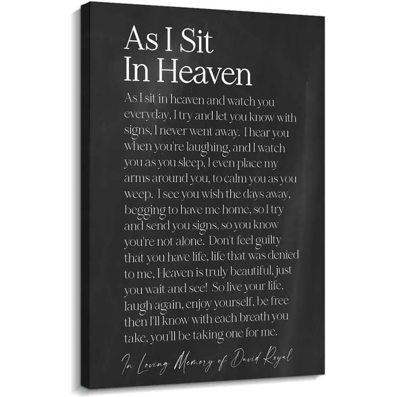 As I Sit in Heaven Poem Wall Art Black and White Vintage Poster Kitchen Artwork for Bedroom poster