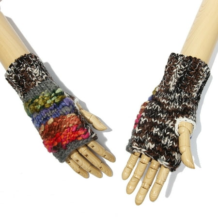 Multi Color Soft Walk Off The Moon Line Pattern Design Knitted Fingerless Gloves Multi Color Soft Walk Off The Moon Line Pattern Design Knitted Fingerless Gloves
