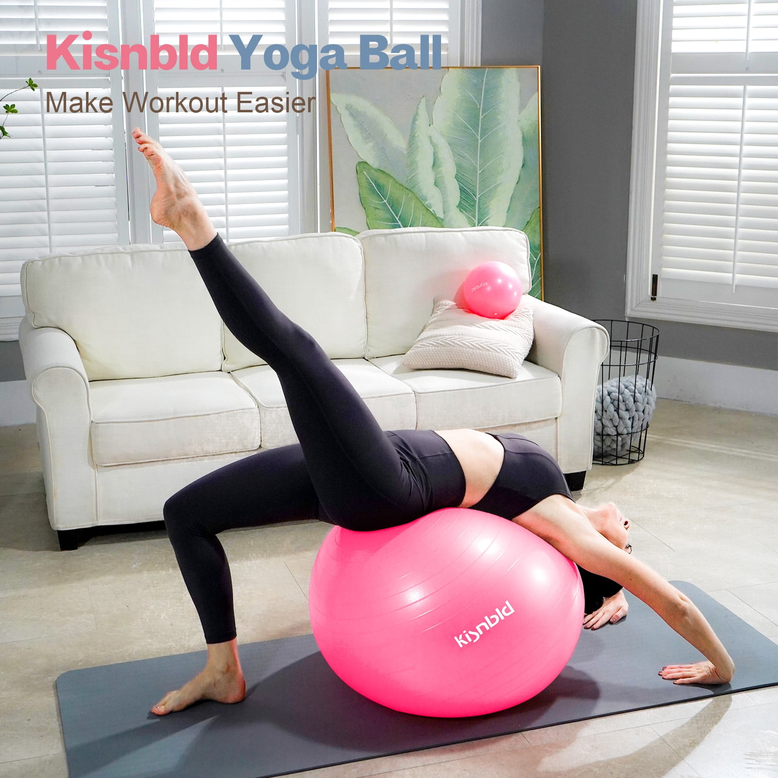 kisnbld Exercise Ball, Extra Thick Yoga Ball with Pilates Bal & Foot Pump, 3 Sizes Anti-Burst Home, Gym & Office Workout Equipment for Yoga or Sitting