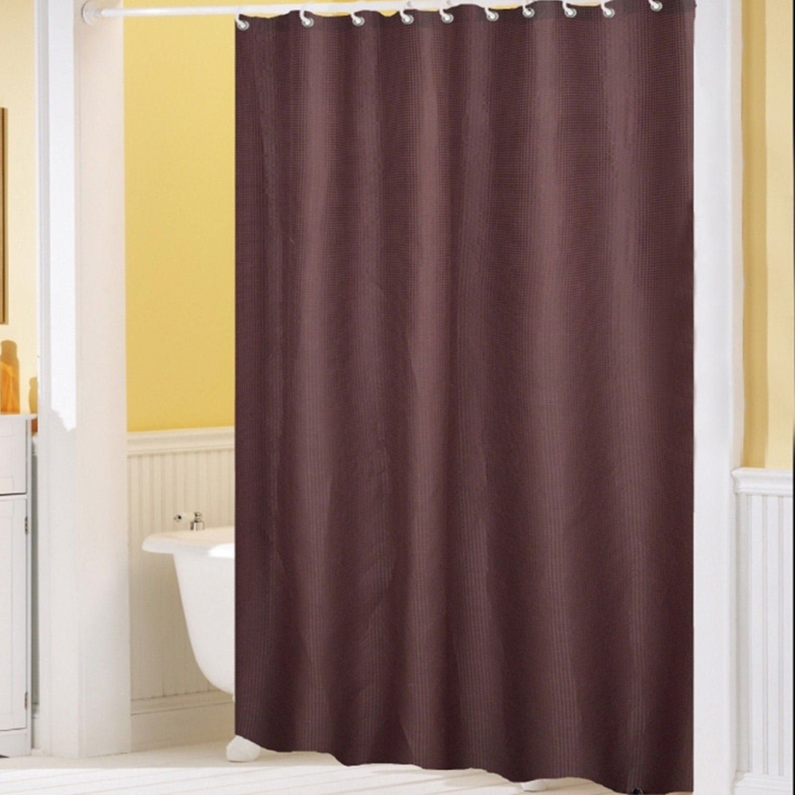Sweet Home Collection Hotel Waffle Weave Fabric Shower Curtain with