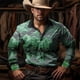 thumbnail image 4 of Camisa estilo occidental retro de mezclilla con cactus para hombre, estilo occidental, informal, para exteriores, calle, uso diario, otoño e invierno, solapa, manga larga, 4 of 5