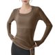thumbnail image 3 of Camiseta Deportiva de Larga para Mujer, Cuello Redondo, Corte Ajustado, Ideal para Yoga y Otras Actividades Al Aire Libre Marrón XL, 3 of 8