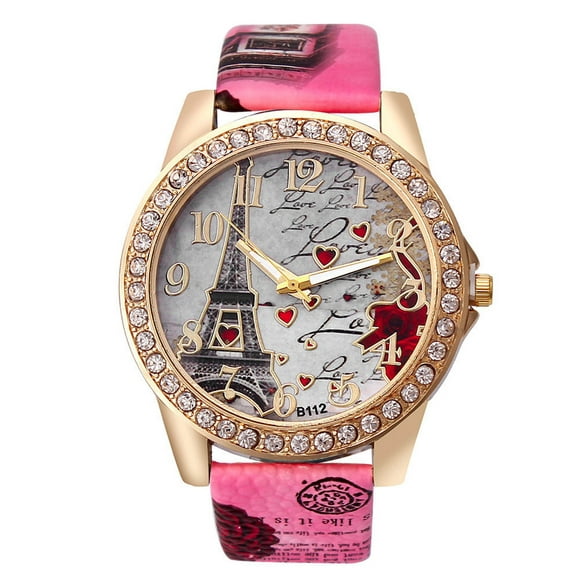 TIMIFIS Watches for Women Mode Women Cristal en Cuir Doré Analogique Montre-Bracelet à Quartz - Liquidation d'Économies d'Été