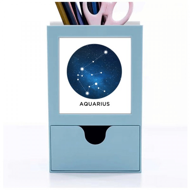 Aquarius Constellation Signe du Zodiaque Fournitures de Bureau Organisateur Porte-Stylo