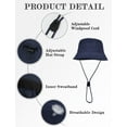 thumbnail image 3 of HonorHut Sun Hats Waterproof Lightweight Bucket Caps Packable Summer Cap with Adjustable Chin Strap Breathable Hiking Fishing Hat Outdoor Protection Navy Blue, 3 of 7