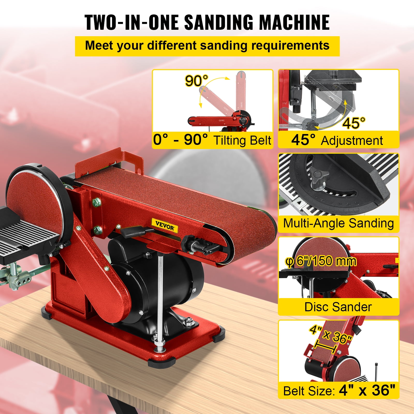 VEVOR Belt Disc Sander 4x36inch and 