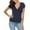 Blue, variant on Women's Summer Tops Short Sleeve Slim Fitted Deep V Neck Cross Wrap Tunic T-Shirt Side ruched Shirring Tees Dark Green XXL