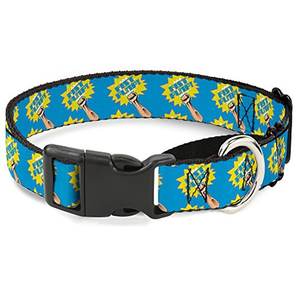 buckle-down fist pump baby blue yellow martingale dog collar
