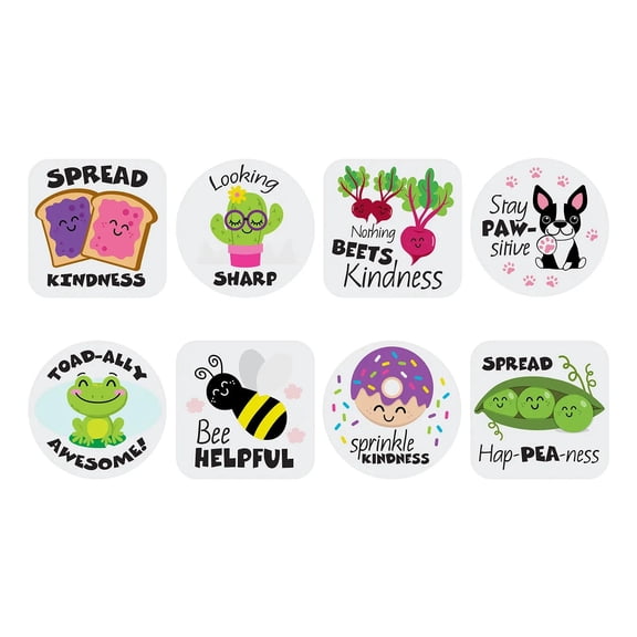 Jumbo Kindness Pun Stickers - 24 Pc.