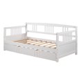 thumbnail image 6 of PAPROOS Twin Size Daybed with Trundle Included, Solid Wood Daybed with a Trundle, Heavy Duty Daybed Frame, Living Room Sofa Bed with Pull Out Bed, No Box Spring Needed, White, 6 of 12