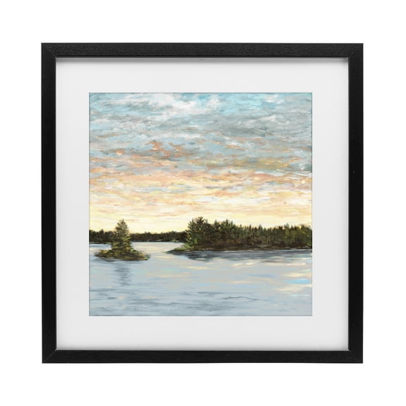 Stupell Industries Contemporary Lake Shore at Sundown Black Framed Print Under Glass, 13 x 13, by Julie DeRice