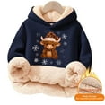 thumbnail image 4 of XUELUO Big Girls Hoodies Long Sleeve Drawstring Hood Fleece Lined Cow Snowflake Print Tops For Cold Weather Warm Soft Clothes, 4 of 5
