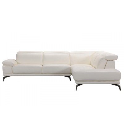 Modern White Full Leather Sectional Sofa Right Chaise Vig Divani