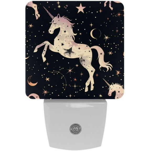 PhooArto Stars Unicorn Pattern Plug in LED Night Light Auto Sensor Dusk to Dawn Decorative Night for Bedroom, Bathroom, Kitchen, Hallway, Stairs, Baby's Room, Energy Saving