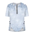 thumbnail image 4 of Summer Saving Wycnly Womens Blouses and Tops Dressy Fashion Zipper Side Button Slit Irregular Hem Tunic Shirts Summer Floral Print V-Neck Short Sleeve Cute Tees Tops Light Blue XL, 4 of 5