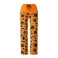thumbnail image 4 of Razzly Women's Casual Pants Print Trousers Comfortable Stylish Fashion for Everyday Wear Seasonal Celebrations Design for Fall Winter(Orange,S), 4 of 5