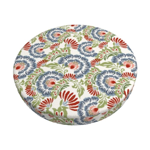 Disketp Paisley Floral 5 Funda Redonda para Taburete, Funda de Cojín para Silla de Bar Suave y Elástica-12 inch