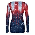 thumbnail image 5 of Women's Casual Fashion Round Neck Independence Day Print Long Sleeve Ribbed Top Blue L, 5 of 6