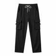 thumbnail image 3 of Dpytoraw Men's Heavy Fleece Cargo Pants Outdoor Workwear with Pockets All Season Trousers Black L, 3 of 7