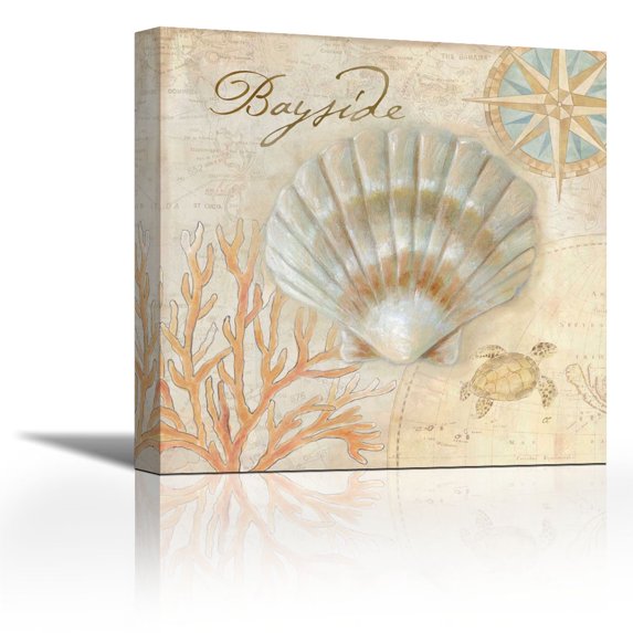 Nautical Shells II - Contemporary Fine Art Giclee on Canvas Gallery Wrap - wall décor - Art painting - 24 x 24 Inch - Ready to Hang