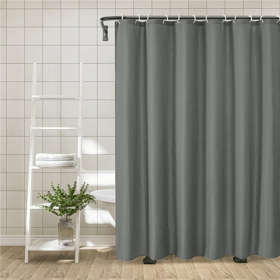 Bath Liner, Shower Liner, Teal Fabric Shower Curtain, Heavy Duty Weave Polyester, Water Repellent, Hotel Weighted Hem, 70x70 Inches, 12 Hooks