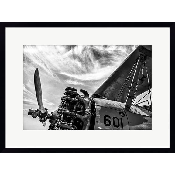 Great Art Now Aero Maquina Big Yellow BW by Nathan Larson, Framed Wall Art, 24W x 18H