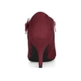 thumbnail image 4 of BLISSFUL STEP Women's Pointed Toe Bow Decor Stiletto Heel Ankle Boots Burgundy 9, 4 of 8