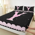 thumbnail image 3 of Manfei Kawaii Bow Bowknot Full Size Sheets,Pink Sequin Print Bed Sheets,First Letter Y Sheet Sets For Girls,Super Cozy Room Decor,4 Pieces, 3 of 7