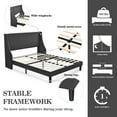 thumbnail image 4 of Allewie Queen Size Fabric Upholstered Platform Bed Frame with Wingback Headboard, Dark Grey, 4 of 9