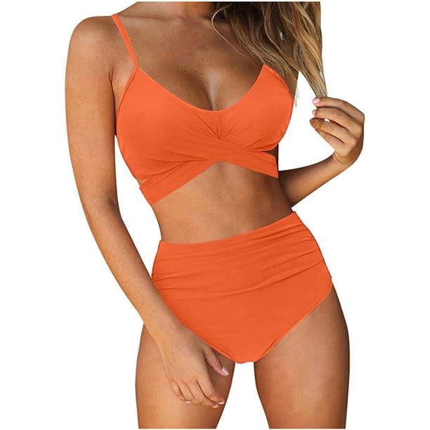 Ichuanyi Womens Swimsuits Clearance Swimsuits For Women 2 Piece Hawaiian Tropical Print Swim Cami Bra And Ruffles Bathing Sets Beachwear Ichuanyi Ichuanyi