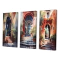 thumbnail image 3 of Designart "Rustic Stairway Welcoming Cottage Entry III" Farm Wall Art Set Of 3 - Country Red Canvas Set For Living Room Decor, 3 of 6