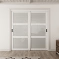 thumbnail image 2 of 72" x 80" Forested Glass Sliding Door Kit - 3-Lite Design for Closet Door Hardware kit including, Black Handles, 2 of 8