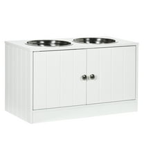 Elevated Dog Bowls with Storage - Large 44L Capacity, Raised Dog Feeder - Stainless Steel Bowls, White Pet Feeding Station for Large Dogs White Steel