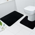 thumbnail image 2 of Black Bath Mat Set Washable Microfiber Bathroom Mat Sets 2 Piece Non-Slip Bath Mats for Bathroom and Toilet Mat, Bathroom Rug 50x80cm+50x40cm, 2 of 16