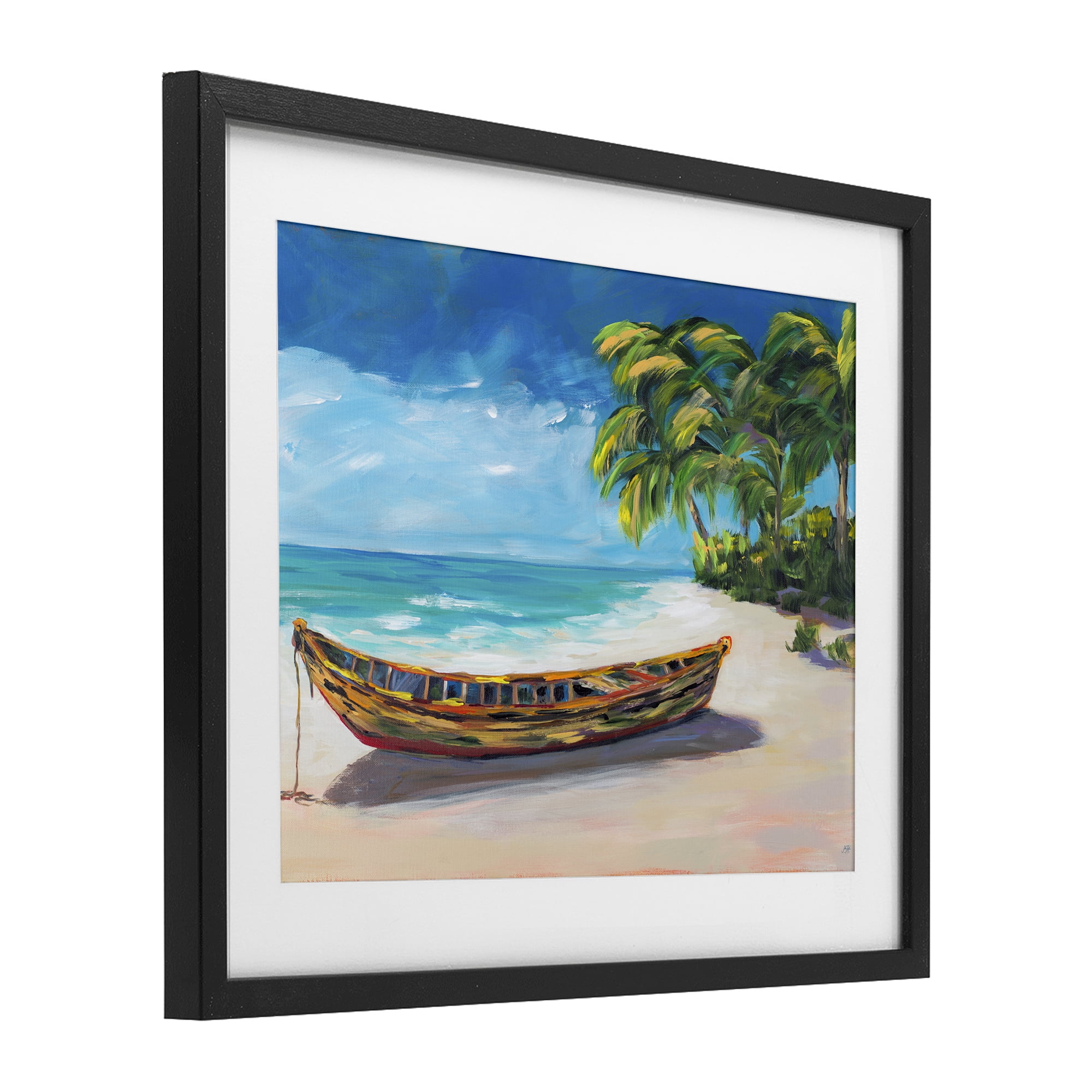 Stupell Industries Boat on Lost Island Black Framed Print Under Glass, design by Julie DeRice