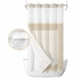 thumbnail image 2 of Cream Retro Greek Key No Hook Shower Curtain Waterproof,Bathroom Curtains with Snap in Liners and See Through Top Window,Geometric Greece Ancient Farmhouse Rustic Bathtub Curtains Shower 54"Wx78"L, 2 of 8