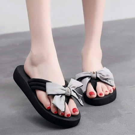 

YOTAMI Slippers for Women Women Girls New Flip Flops Butterfly Flat Beach Slippers Gray